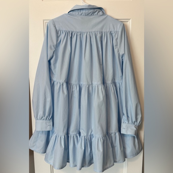 Persimmon Main Label Blue Tiered Poplin Tunic Dress Oversized L XL - Picture 3 of 4